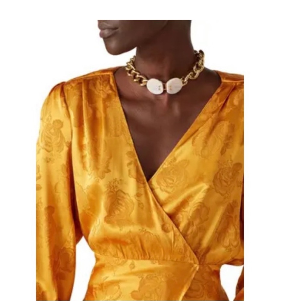Lele Sadoughi 14K Gold Plated Curb Chain Necklace Collar Choker Cuban Chain EUC - Picture 2 of 16